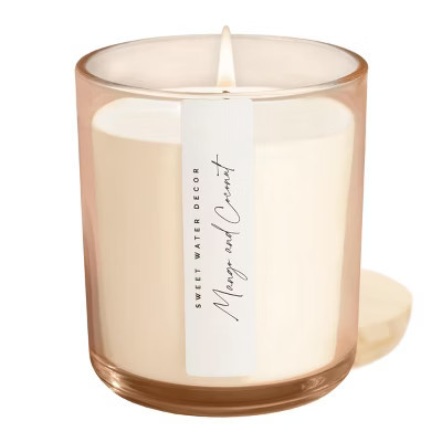 Sweet Water Decor Mango and Coconut Tinted Glass Jar Candle - 12oz | Target