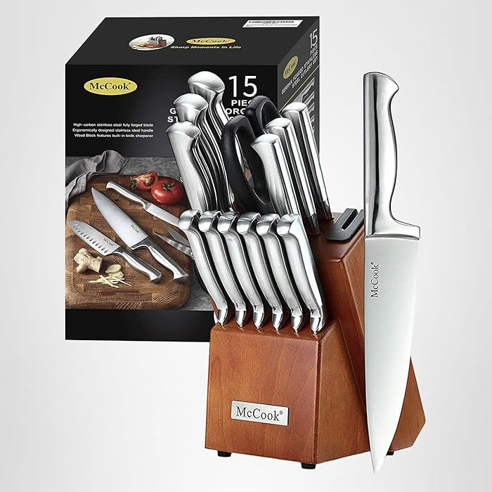 McCook® Knife Sets, German Stainless Steel Kitchen Knife Block Sets with Built-in Sharpener | Amazon (US)