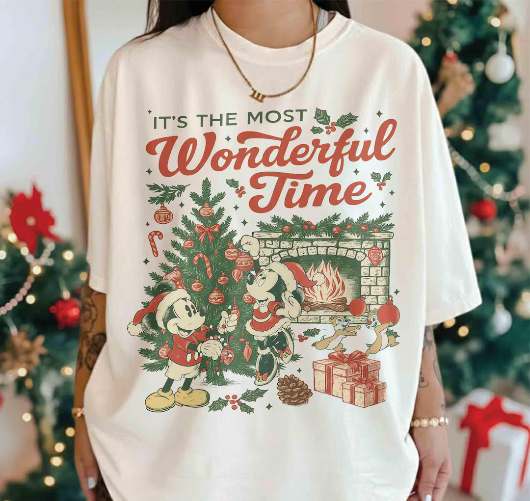Retro It's The Most Wonderful Time Mickey and Friends Shirt, Vintage Disney Christmas Shirt, Disn... | Etsy (US)