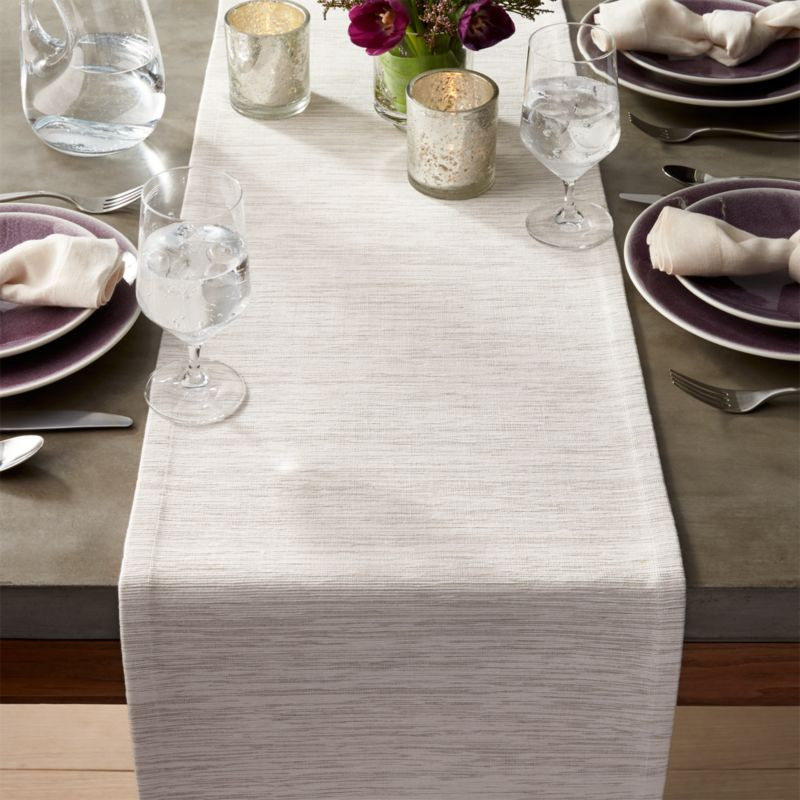 Grasscloth 90" White Table Runner + Reviews | Crate and Barrel | Crate & Barrel
