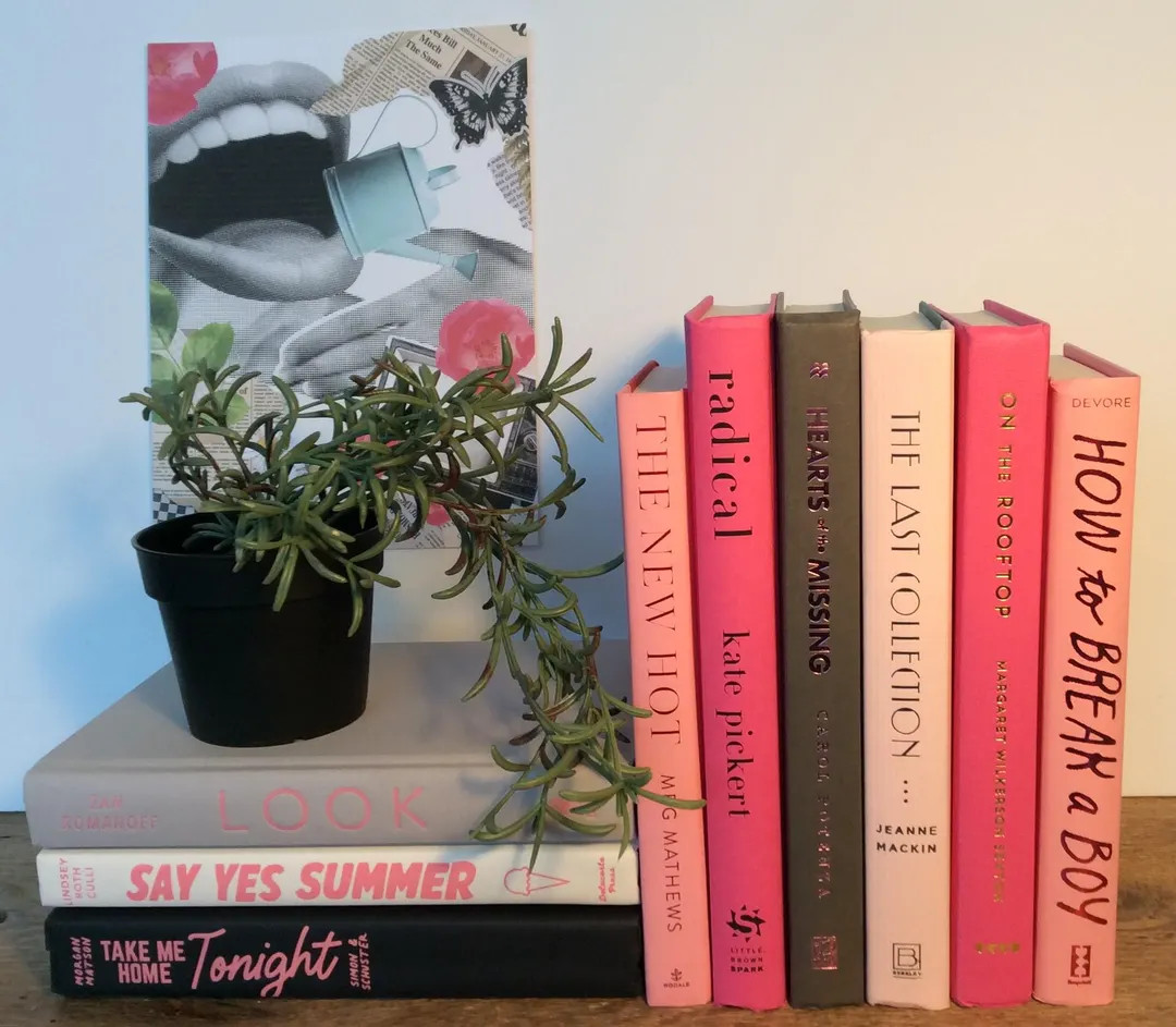 Pink & Black Books: Modern Bookcase Staging, 9 Books - Etsy | Etsy (Global)