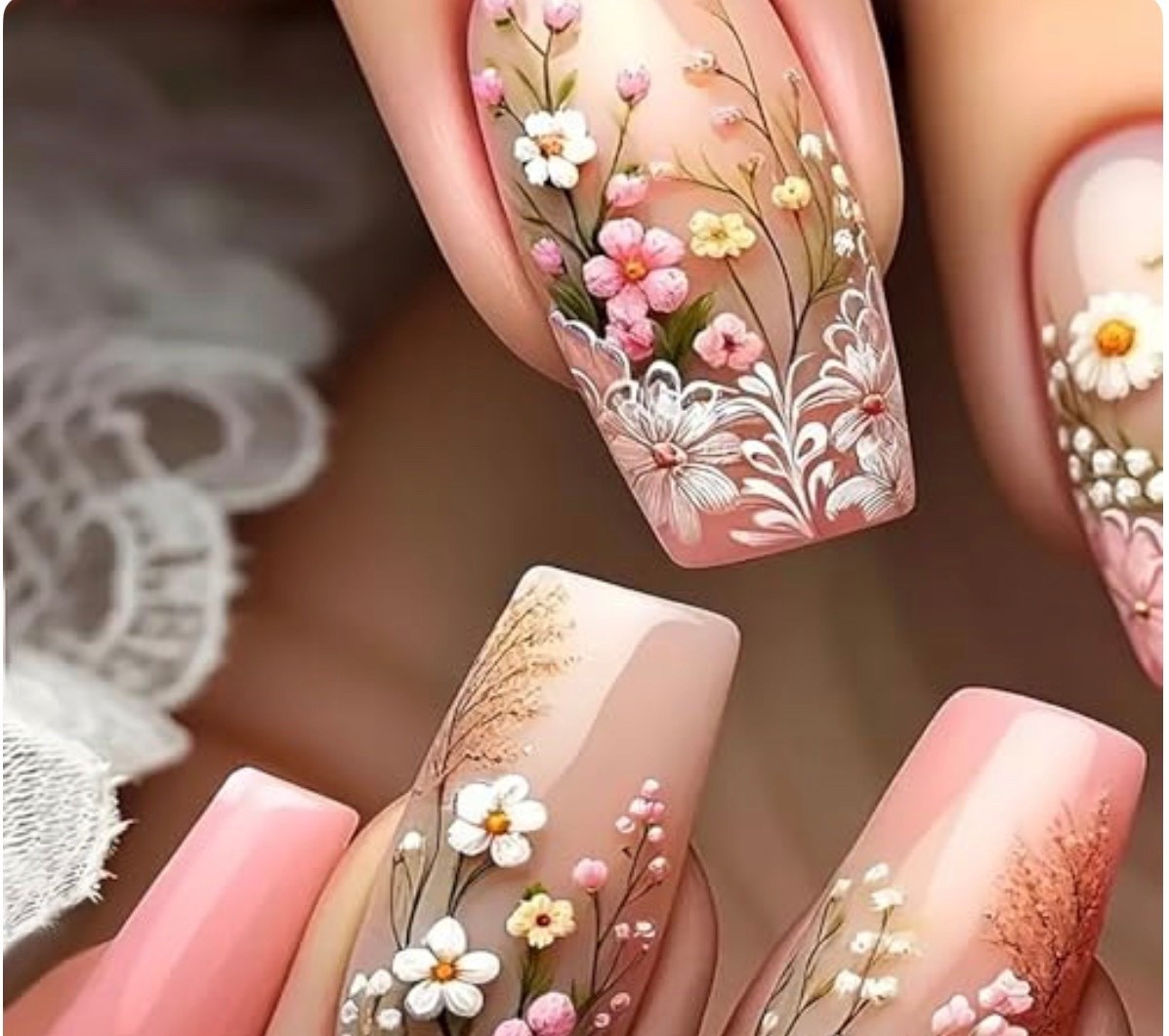 Sheer pink floral press on nails with delicate hand painted details.
Soft, romantic, and giving vintage spring energy. Salon level nails at home.
Save if you love feminine statement nails.
#weddingnails  #nails #beauty

#LTKootd #LTKBeauty #LTKgrwm