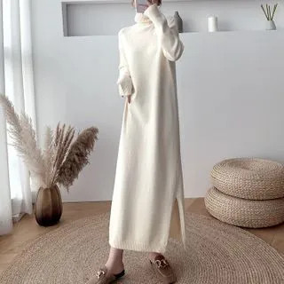 Turtleneck Maxi Sweater Dress | YesStyle Global