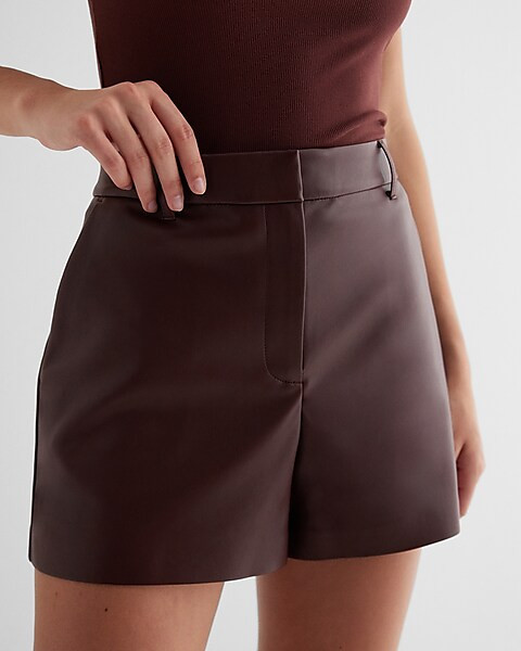 Editor High Waisted Faux Leather Shorts | Express