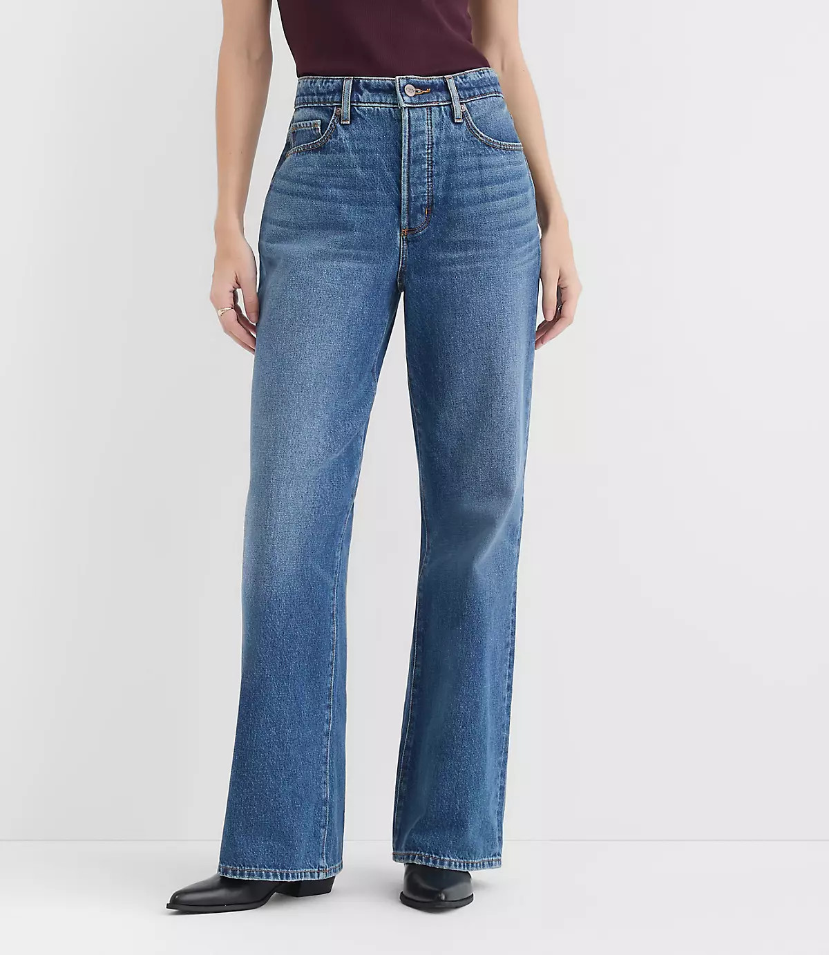 Rivete Tall High Rise Wide Leg Jeans in Echo Wash | LOFT
