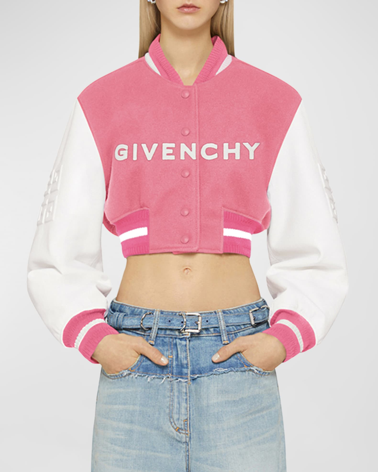 Cropped Varsity Jacket with Logo Detail | Neiman Marcus