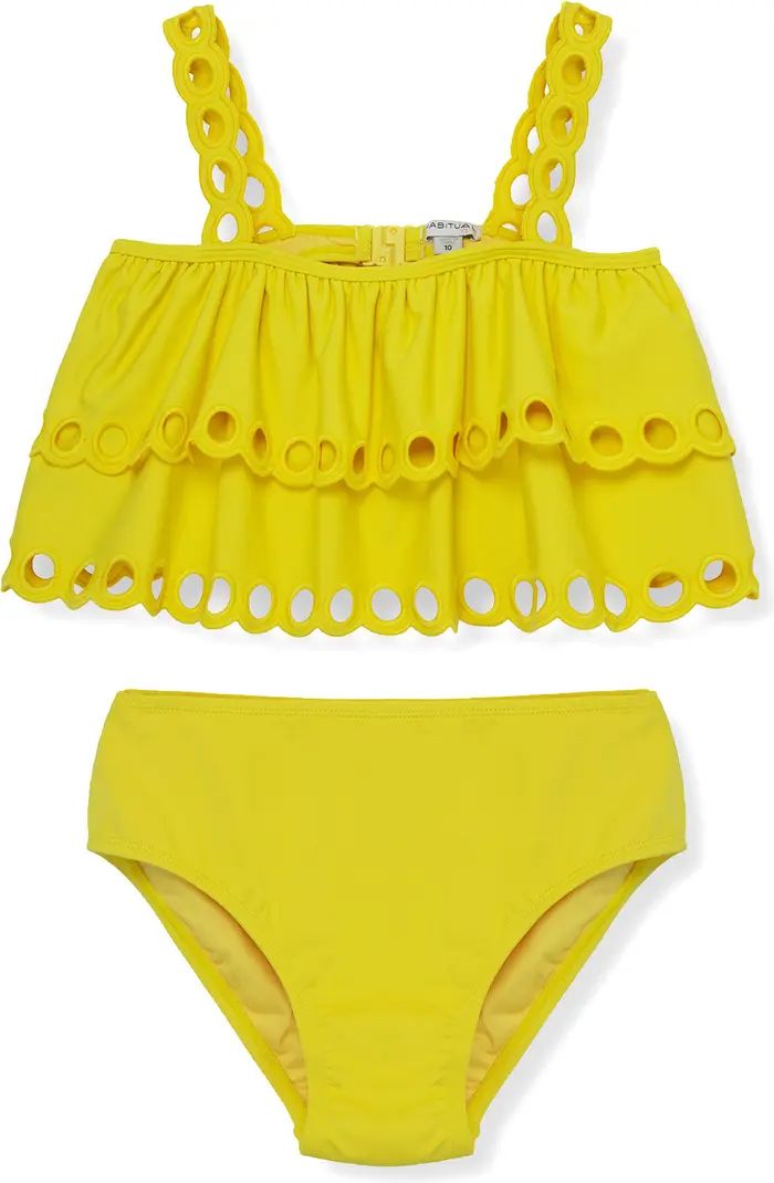 Kids' Eyelet Scallop Two-Piece Swimsuit | Nordstrom