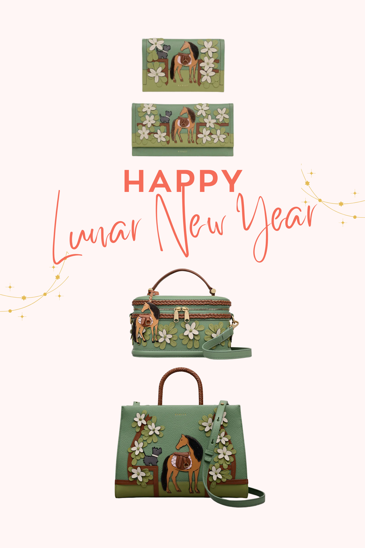 Lunar New Year Pistachio Bag & Wallet Edit 🐎💚
Pistachio green leather with jasmine motifs and layered appliqué details — a limited Lunar New Year collection celebrating the Year of the Horse. A meaningful green crossbody and matching wallets that feel special but still easy to use every day.
#LunarNewYear #YearOfTheHorse #PistachioGreen #GreenBag #ZipAroundWallet #FlapWallet #ZiptopSatchel #CrossbodyStyle #LuckyGreen #LimitedEdition #CollectibleBag #EverydayLuxury #DesignerAccessories #LTKFinds 

 #LTKasia #LTKbag #LTKgiftguide