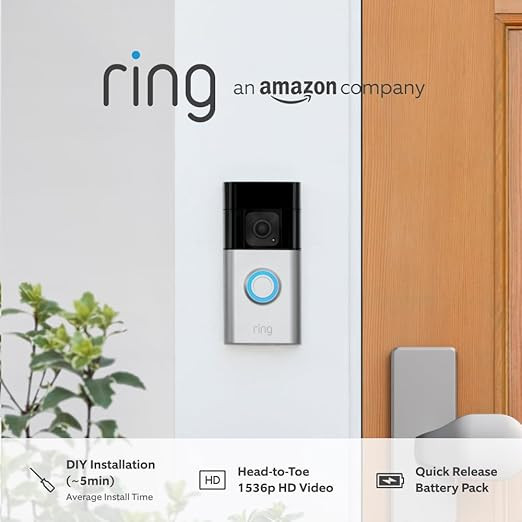 Ring Battery Video Doorbell Plus (Newest gen) | DIY Wireless Video Doorbell Camera with 1536p HD ... | Amazon (UK)