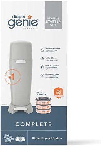 Diaper Genie Registry Gift Set | Includes Diaper Genie Complete Diaper Pail, 8 Refill Bags, 1 Car... | Amazon (US)
