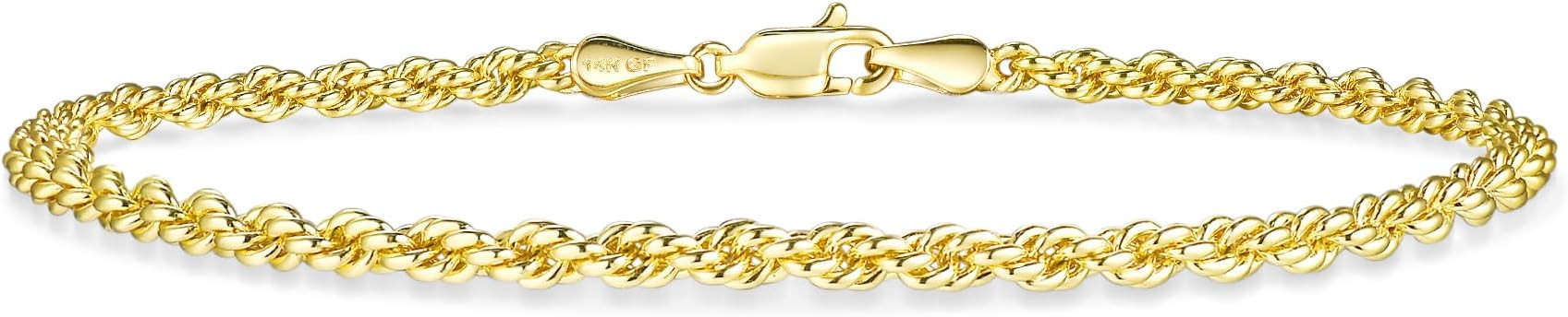 HIKARITO 3mm Gold Chains Bracelet for Men & Women Twisted Rope Chain Bracelet 14K Gold Twisted Li... | Amazon (US)