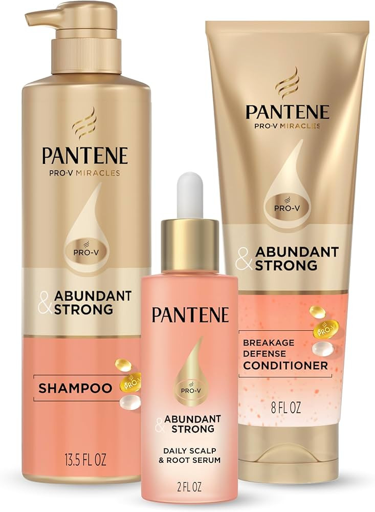Pantene Abundant & Strong 3-Piece Regimen with B5 Complex + Niacinamide, Shampoo (13.5 oz), Condi... | Amazon (US)
