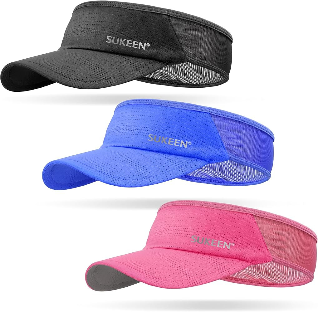 Sukeen 3 Pack Sports Sun Visor Men Women Lightweight Packable Cooling Stretchy Visor Hat for Runn... | Amazon (US)