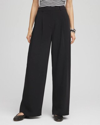 Women's Crepe Pleated Relaxed Pants in Black | Chico's | Chico's