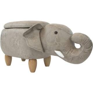 Critter Sitters Tan Elephant Animal Shape Storage Ottoman | The Home Depot
