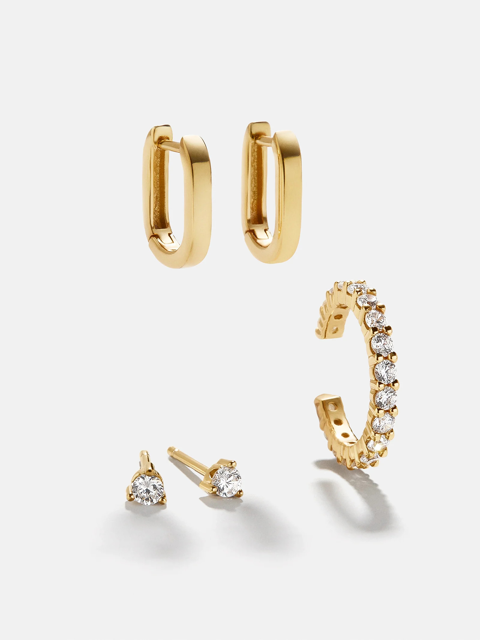 Lilith 18K Gold Earring Set - Clear/Gold | BaubleBar (US)