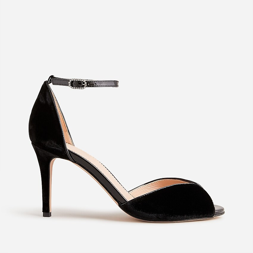 Rylie peep-toe heels in velvet | J. Crew US