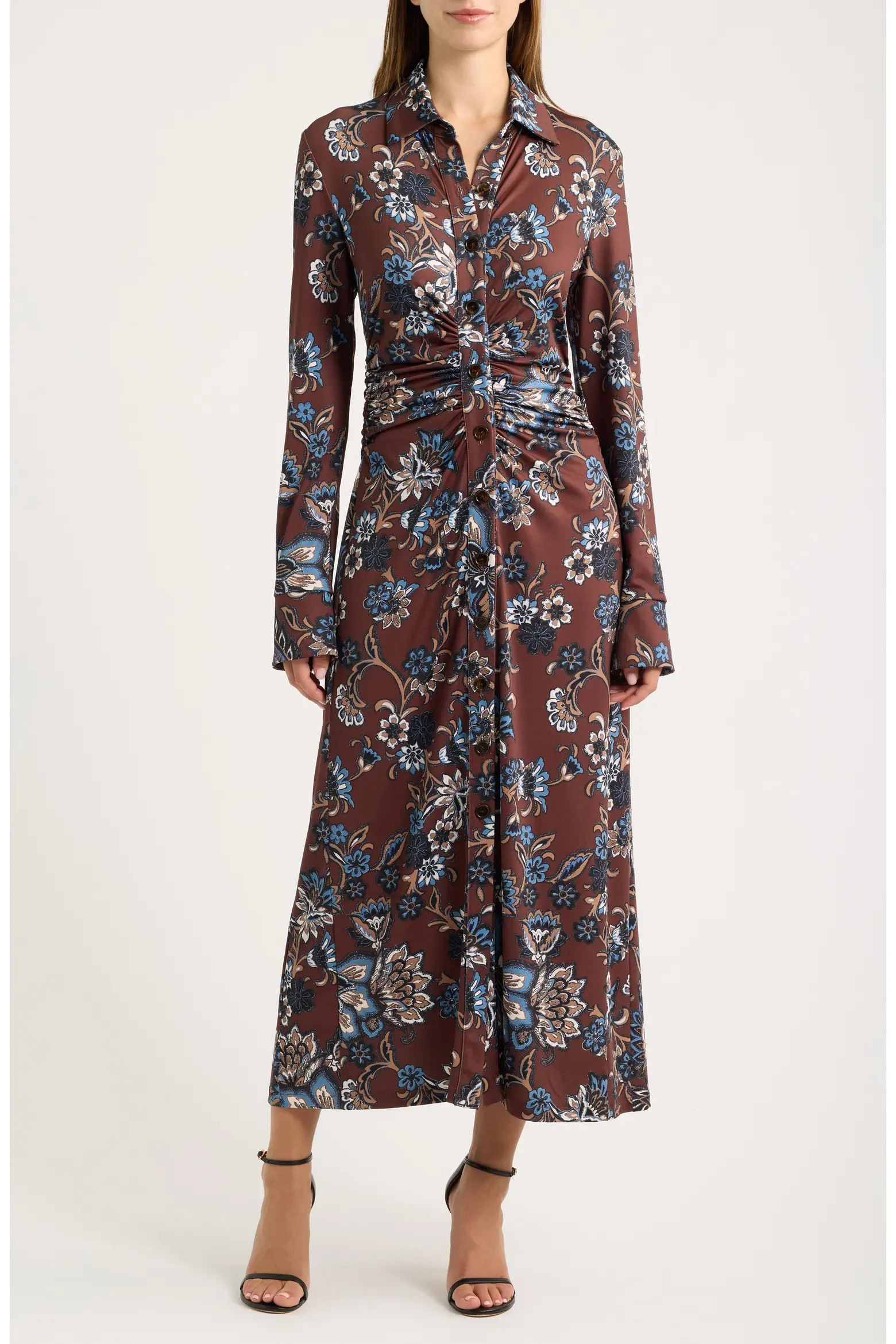 Julia Jordan Floral Long Sleeve Midi Shirtdress (Women) | Nordstrom | Nordstrom