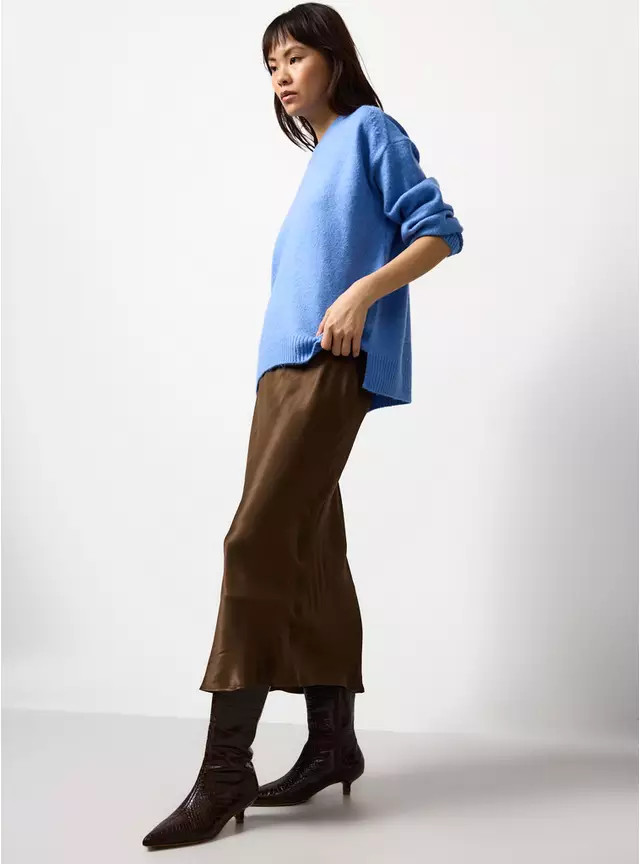 Brown Satin Midaxi Skirt 10 | Tu Clothing
