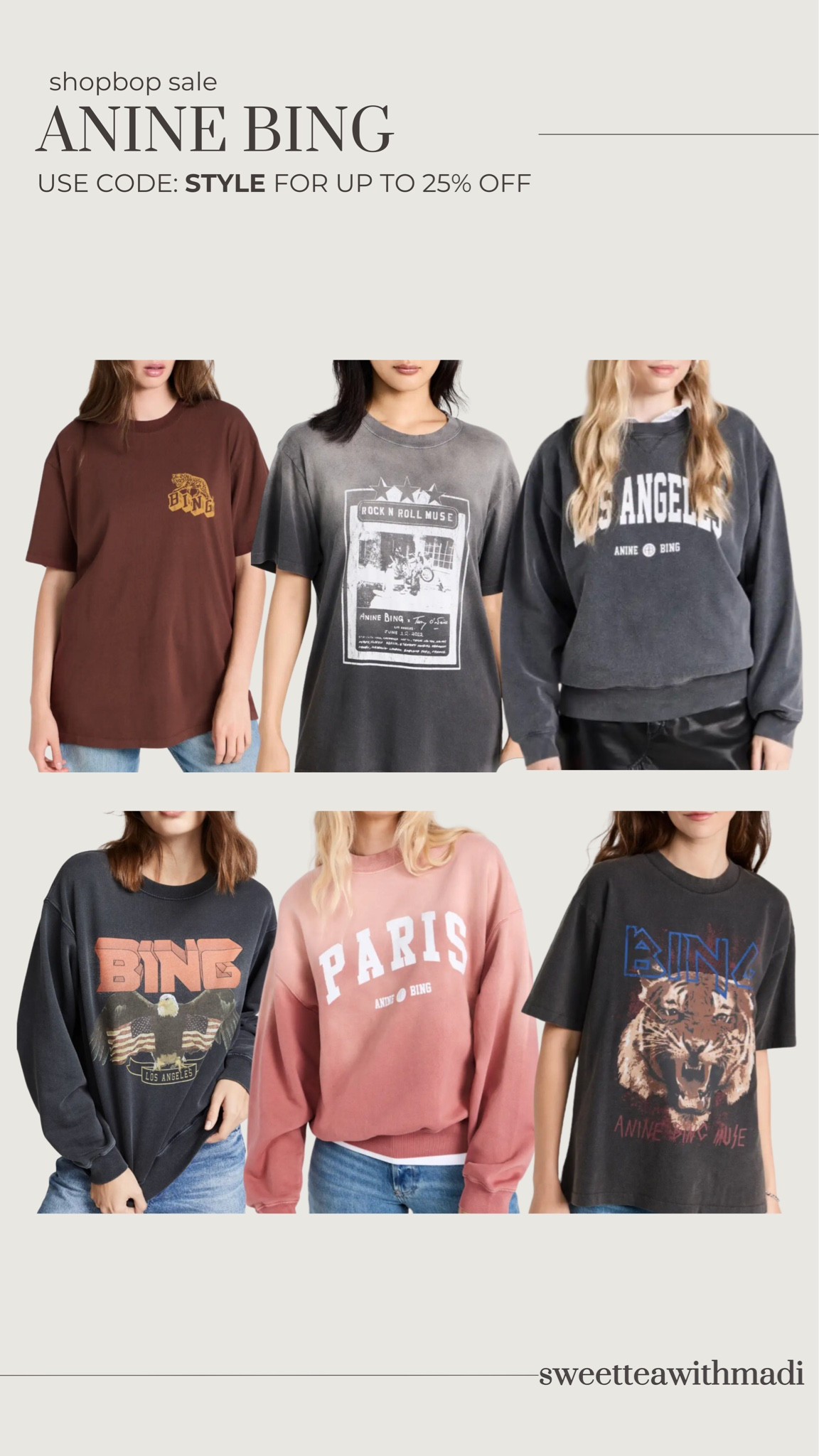 Shopbop has Anine Bing on sale!! Use code STYLE for up to 25% off!

Anine Bing, anine Bing sale, shopbop finds, crewneck sweatshirt, shopbop sale 

#LTKsalealert #LTKstyletip