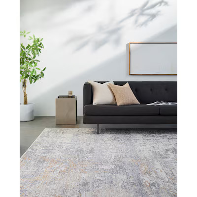 allen + roth Sandstone Speckle 8 x 10 (ft) Loomed Polyester Gray Rectangular Indoor Abstract Area... | Lowe's