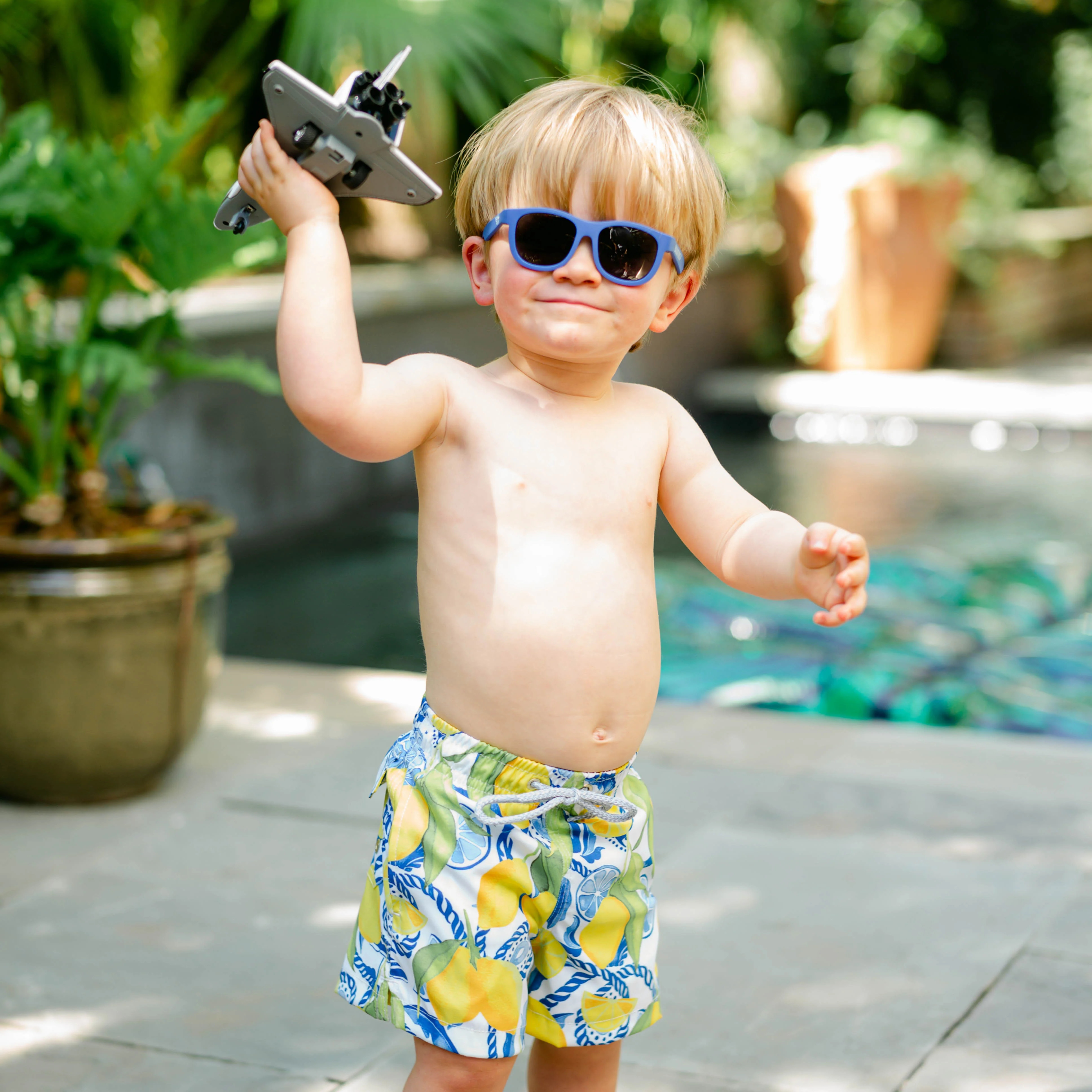 Boys Hawaiian and Aloha Swim Trunks | The Lemonade Stand - Boys Swim Trunks UPF 50+ | Kenny Flowers