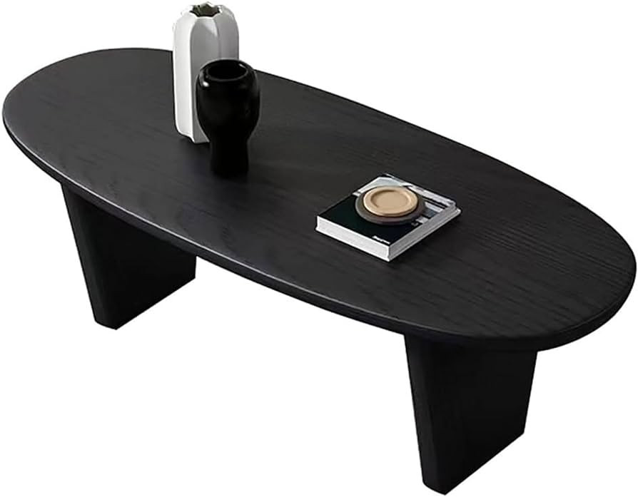 SYALEO Mesa de Centro Living Room Coffee Table Solid Wood Oval Sofa Side Table Wabi-sabi Wind Sit... | Amazon (US)