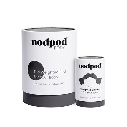 Nodpod Weighted Blanket & Sleep Mask Bundle – Ultra-Soft Body Blanket with Glass Beads + Light-Blocking Eye Mask – Relaxation, Comfort, Travel & Better Sleep - Elephant Gray | Amazon (US)