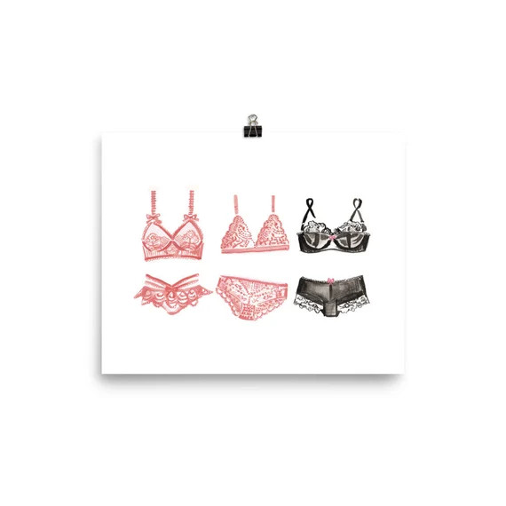 French Lingerie Trio Fashion Illustration French Style | Etsy | Etsy (US)