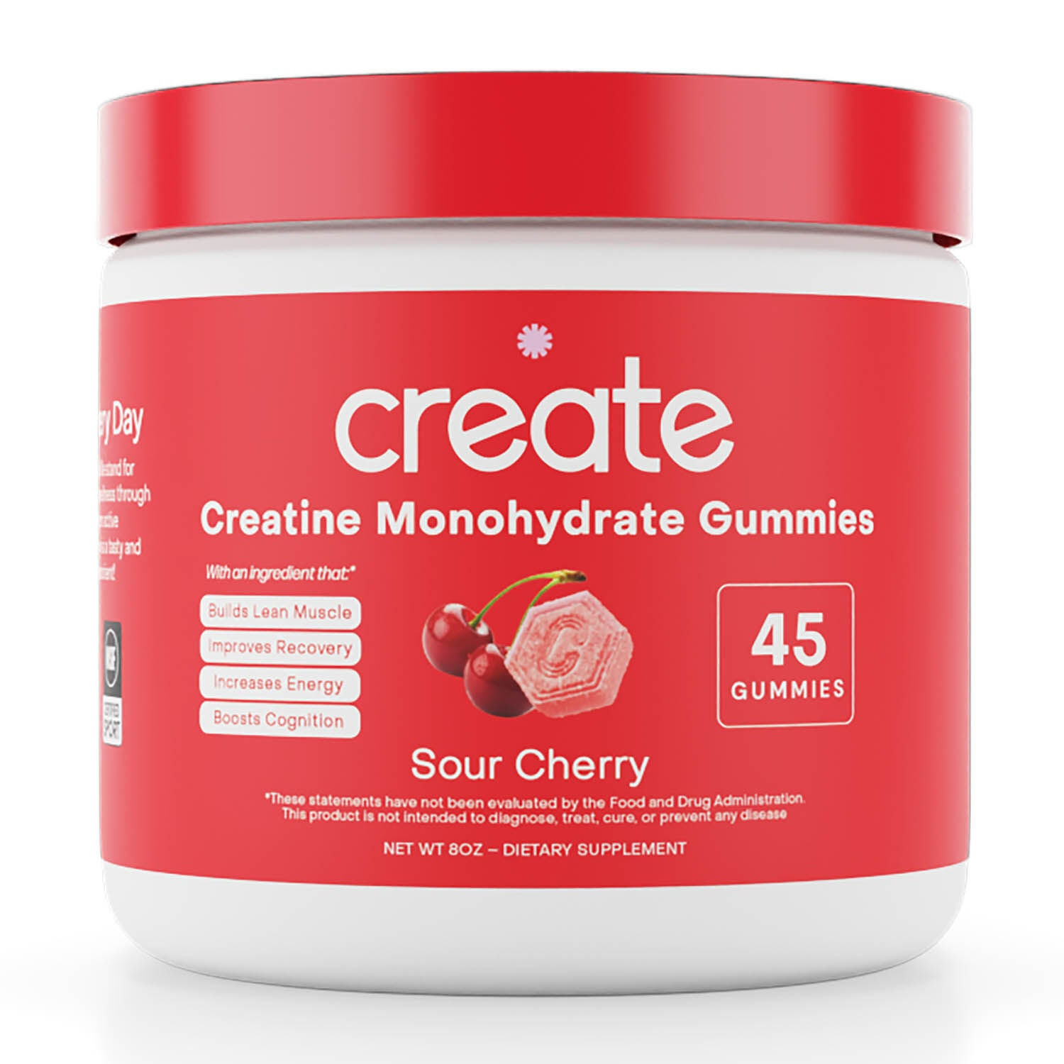 Creatine Monohydrate Gummies - Sour Cherry - 45 Gummies (15 Servings) | GNC