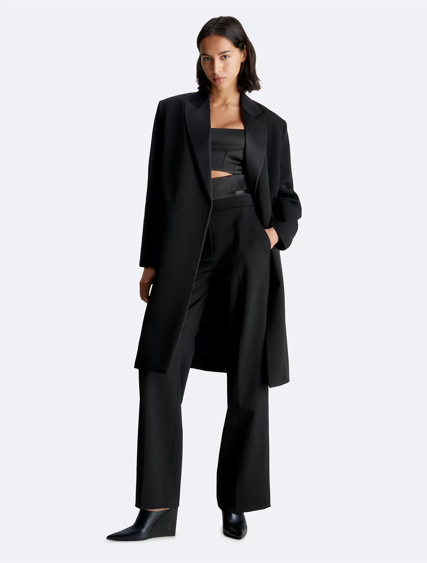 Tuxedo Satin Wool Coat | Calvin Klein | Calvin Klein (US)