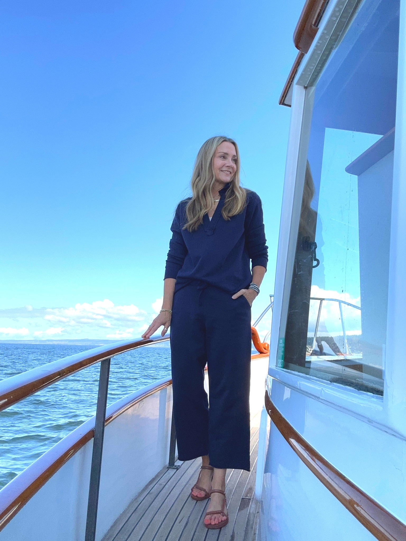 I can tell already this @Quince French terry set is going to be the hero of my trip!

The collar and rolled hem details add polish and cool factor. Perfect for lounging without looking like pajamas! Love the classic navy. I’m 5’6” and wearing small. 

@frankie4 waterproof leather sandals are ideal for boating and podiatrist designed for all-day walking.

#LTKootd #LTKTravel #LTKOver40