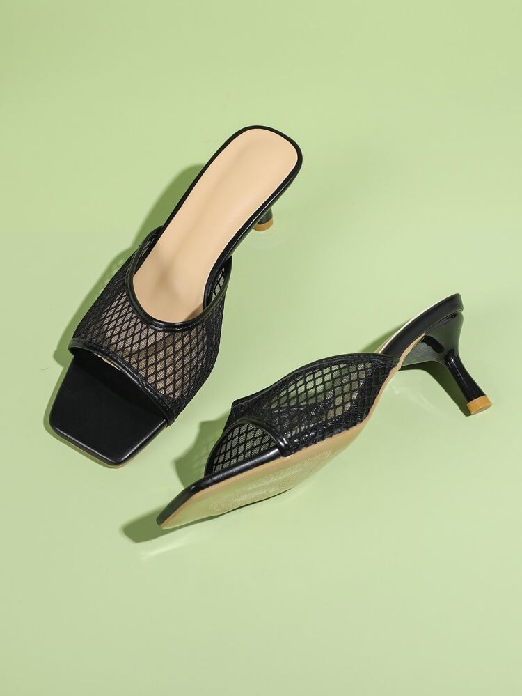 Minimalist Mesh Stiletto Heeled Mule Sandals | SHEIN