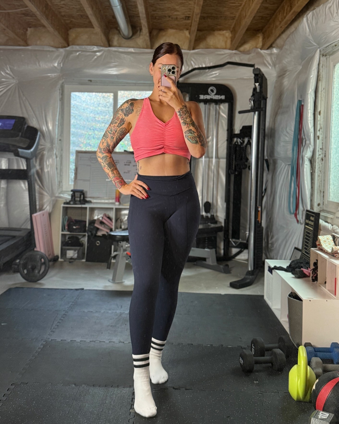 Morning workout fit ♥️ I sized down in the bra to a medium. Leggings are a large.
I’m 5’6”, 155 lbs 

#LTKMidsize #LTKSeasonal #LTKFindsUnder50