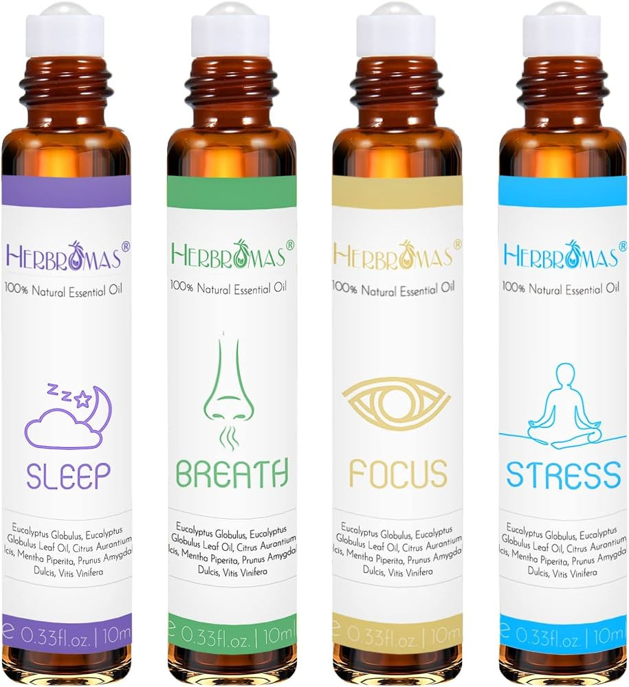Aromatherapy Oils Roller Set, Natural Pre-diluted Essential Oils Roll On with Glass Rollerball, R... | Amazon (US)