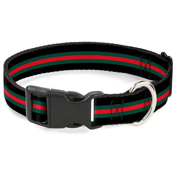 Buckle-Down Plastic Clip Collar - Stripe Black/Green/Red - 1" Wide - Fits 11-17" Neck - Medium | Amazon (US)