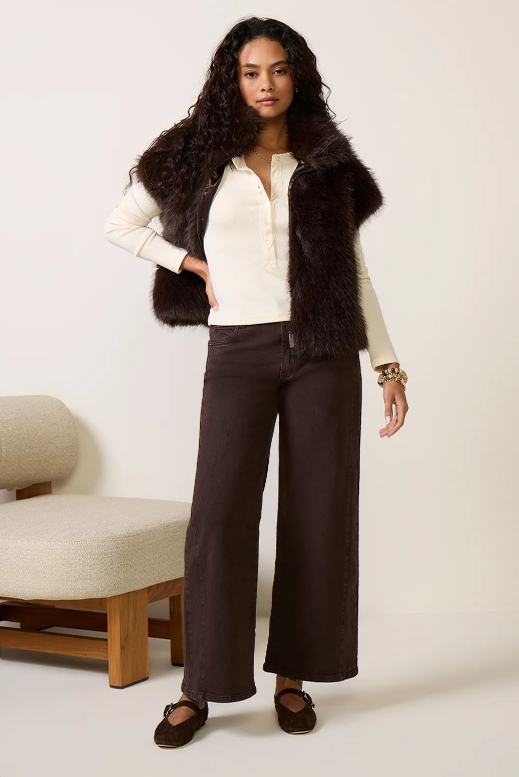 KUT FROM THE KLOTH Women's Petite Meg Wide Leg w Side Panel Jeans, Size 4P, Chocolate Brown | Evereve