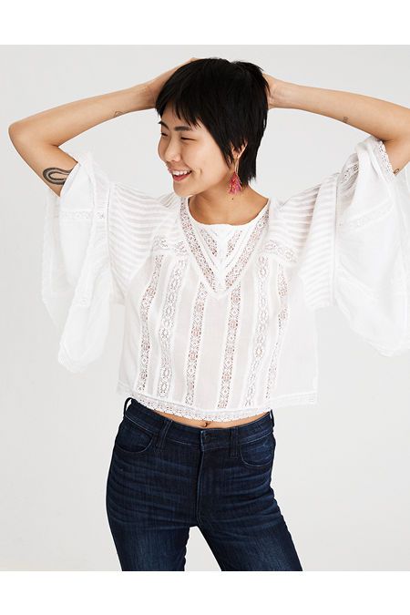 AE Ruffle Bell Sleeve Top | American Eagle Outfitters (US & CA)