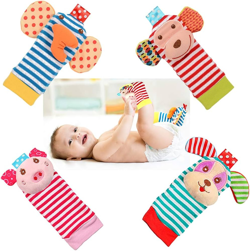 BLOOBLOOMAX Baby Infant Rattle Socks Toys, Sock rattles for Babies 0-24 Months Baby Animal Foot F... | Amazon (US)