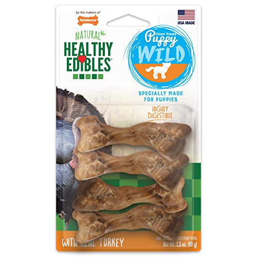 Nylabone Healthy Edibles WILD Natural Long-Lasting Turkey Flavor Bone Chew Treats for Dogs, Small/Regular (4 Count) | Amazon (US)