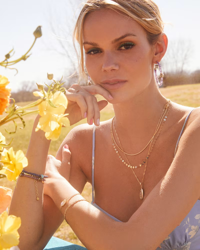 Elaina Gold Delicate Chain Bracelet in Pink Watercolor Drusy | Kendra Scott