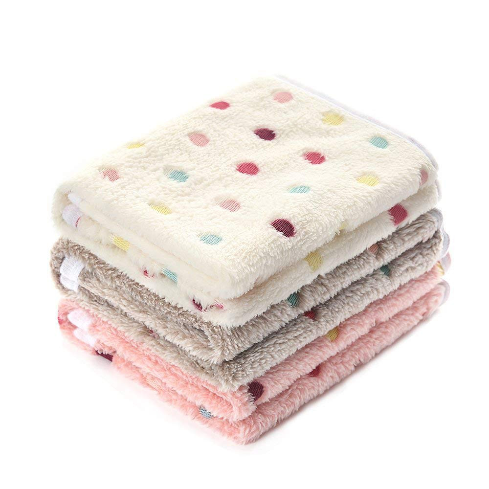 1 Pack 3 Blankets Super Soft Cute Dot Pattern Pet Blanket Flannel Throw for Dog Puppy Cat Beige/B... | Amazon (US)