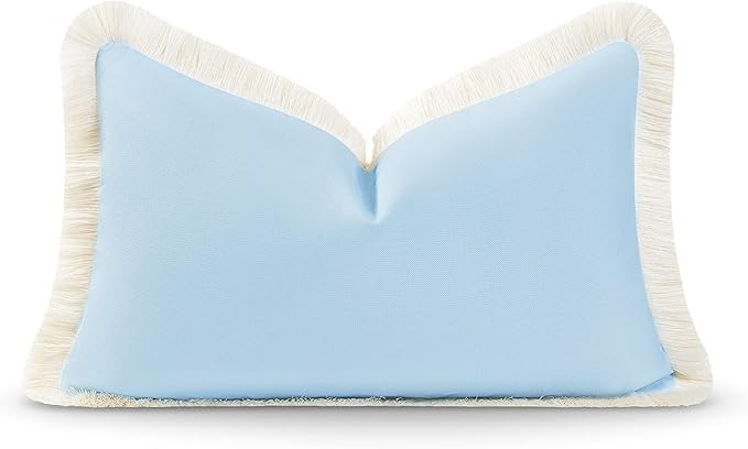 Hofdeco Premium Coastal Hampton Style Patio Indoor Outdoor Lumbar Pillow Cover Only, 12"x20" Wate... | Amazon (US)