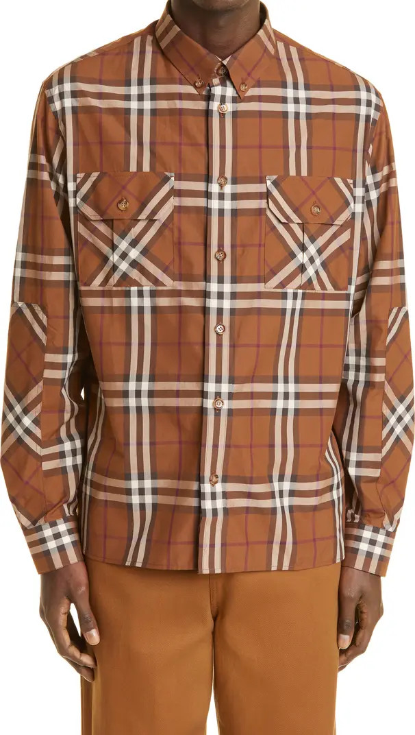 Burberry Coulsdon Check Cotton Poplin Button-Down Shirt | Nordstrom | Nordstrom