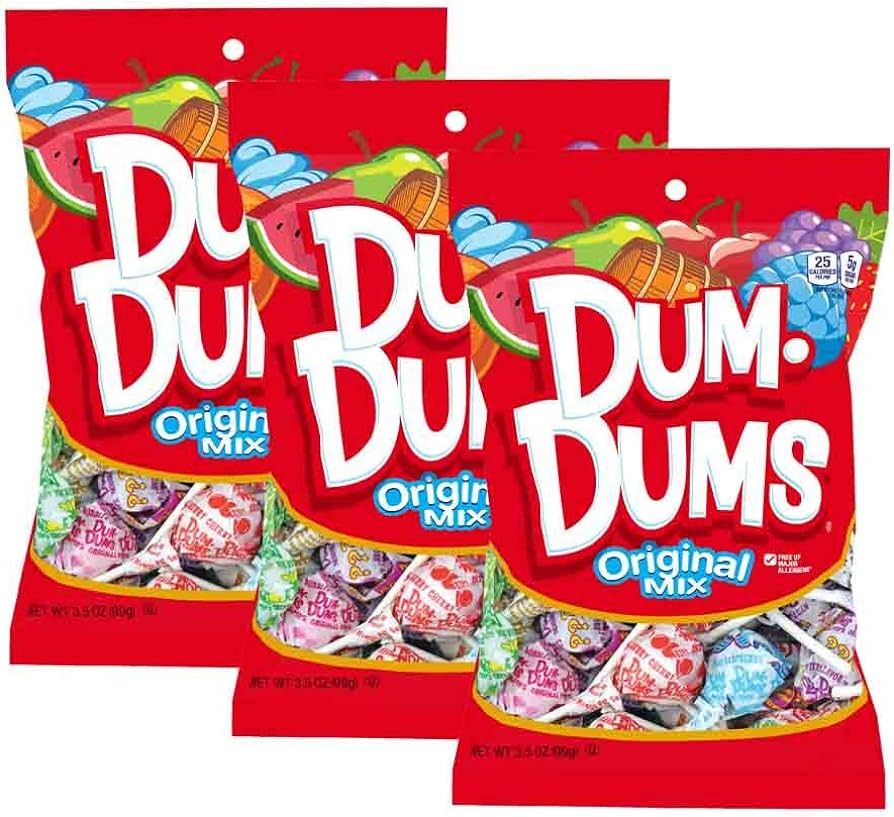 Dum Dums Lollipops Hard Candy Suckers 3.5 Oz. Bag, 3-Pack, 42 Pops Total (Original Mix) | Amazon (US)