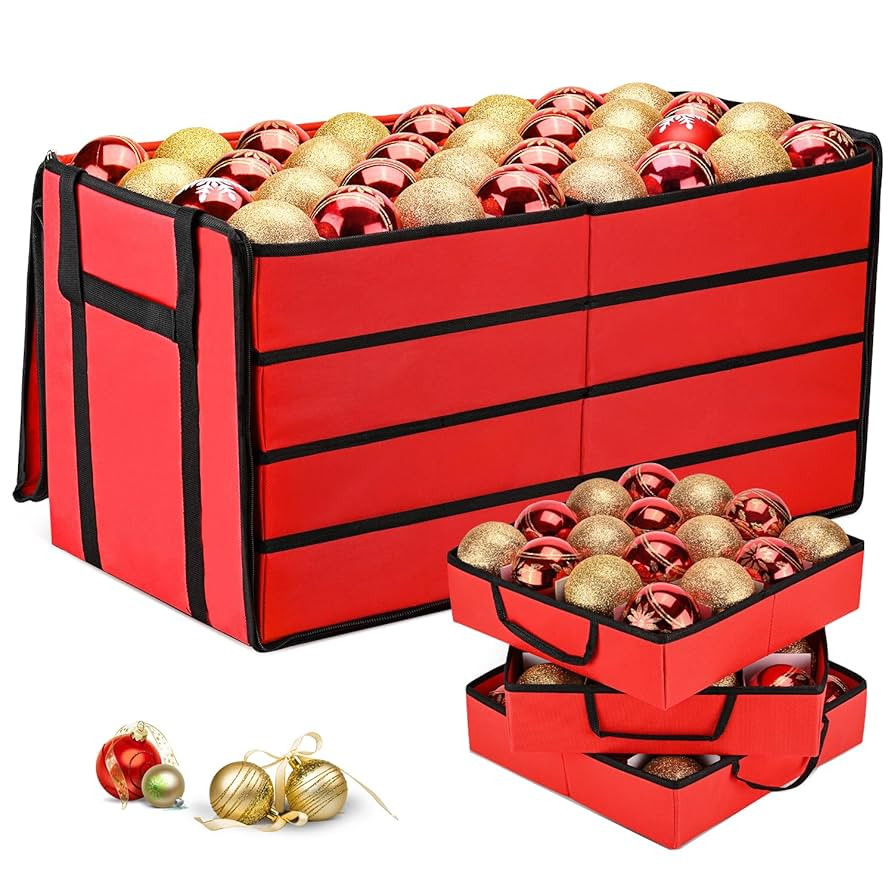 Mrrihand Christmas Ornament Storage Box, Christmas Storage Containers with 8 Individual Trays, Ke... | Amazon (US)