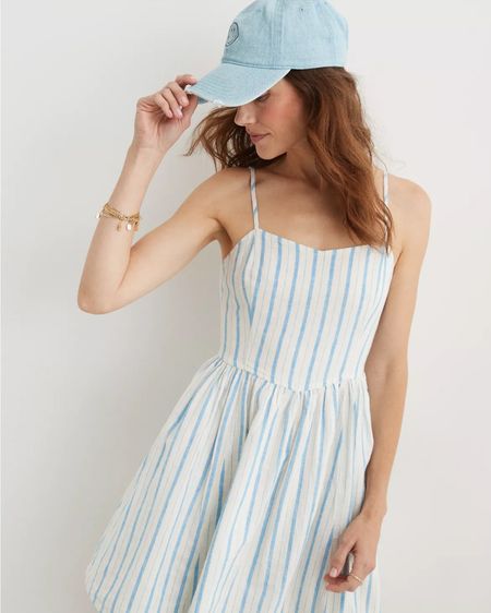 Aerie Love Of Linen Blend Mini Dress - Striped white and blue summer dress #aerie #shopwithme #dailyfinds #virtualstylist #personalshopper #over40style

#LTKSummerSales #LTKOver40 #LTKSaleAlert