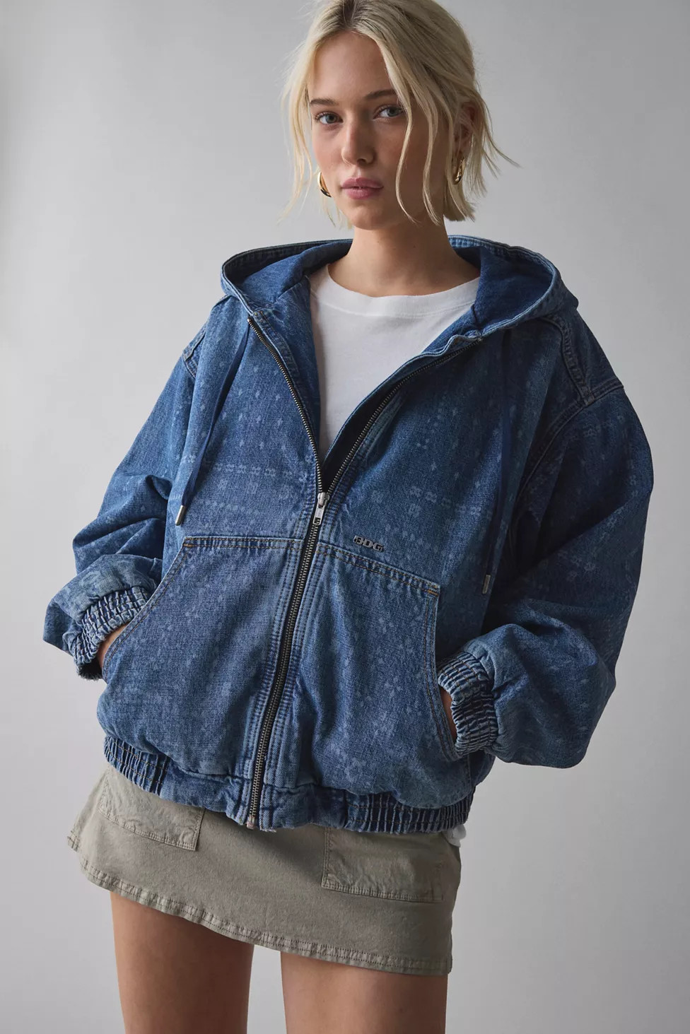 BDG Daria Bandana Print Denim Hoodie Sweatshirt | Urban Outfitters (US and RoW)