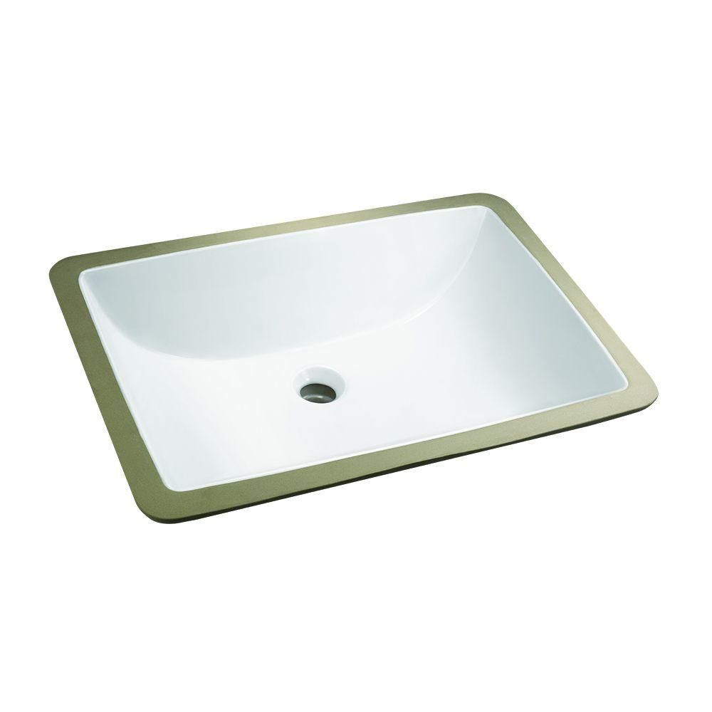 Glacier Bay Rectangle Undermounted Bathroom Sink in White-14-027-W - The Home Depot | The Home Depot