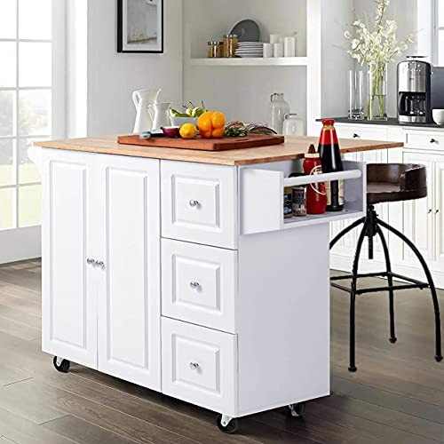 PHI VILLA Kitchen Island on Wheels Portable Kitchen Cart with Drop Leaf, Rolling Kitchen Island with Storage | Amazon (US)